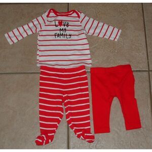 Girls Sz 0-3 Months Casual Wear Shirt & Pants 3 Pc Lot Outfit CARTERS CAT & JACK